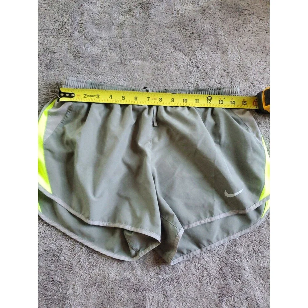 Nike Women’s Olive Athletic Shorts with Neon Yellow Panels Size S